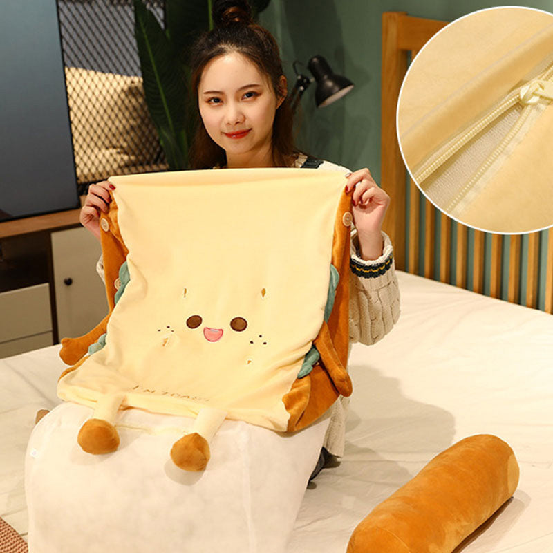 SOGA 2X Cute Face Toast Bread Wedge Cushion Stuffed Plush Cartoon Back Support Pillow Home Decor