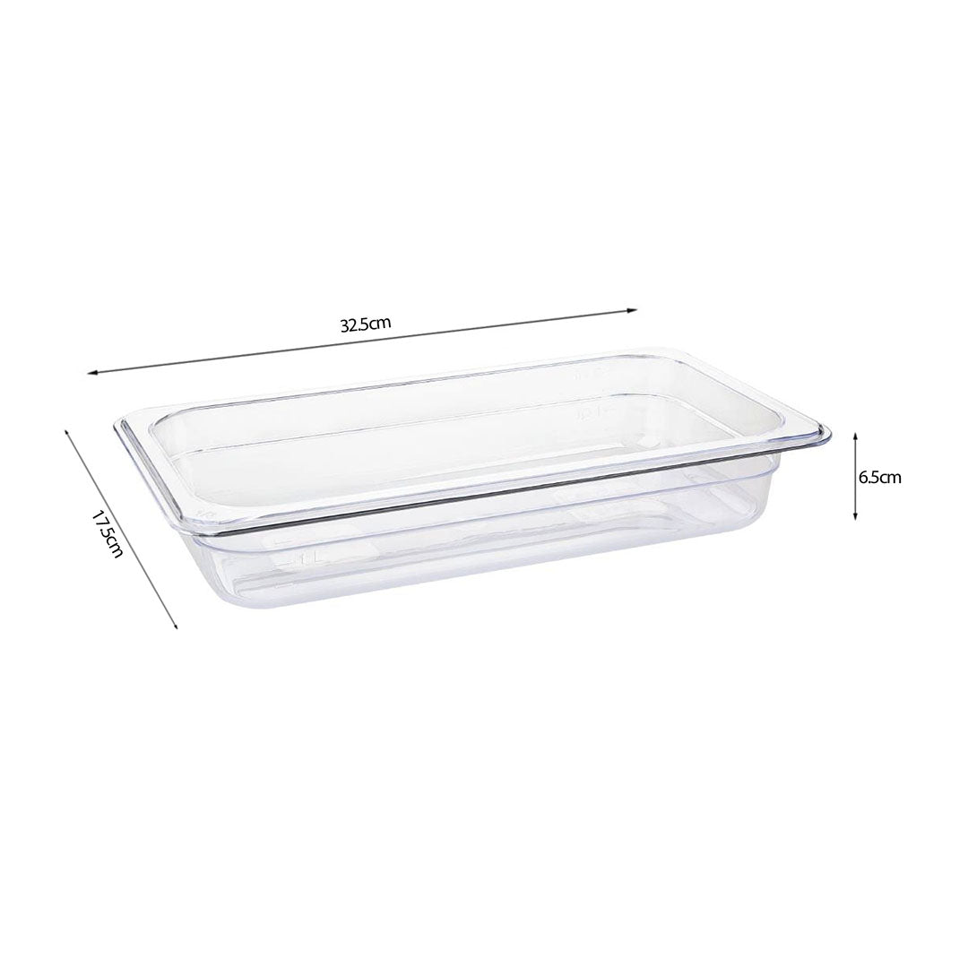 SOGA 65mm Clear Gastronorm GN Pan 1/3 Food Tray Storage Bundle of 2 with Lid