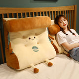 SOGA 2X Smiley Face Toast Bread Wedge Cushion Stuffed Plush Cartoon Back Support Pillow Home Decor