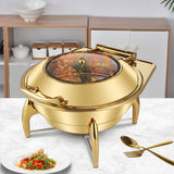 SOGA Gold Plated Stainless Steel Round Chafing Dish Tray Buffet Cater Food Warmer Chafer with Top Lid