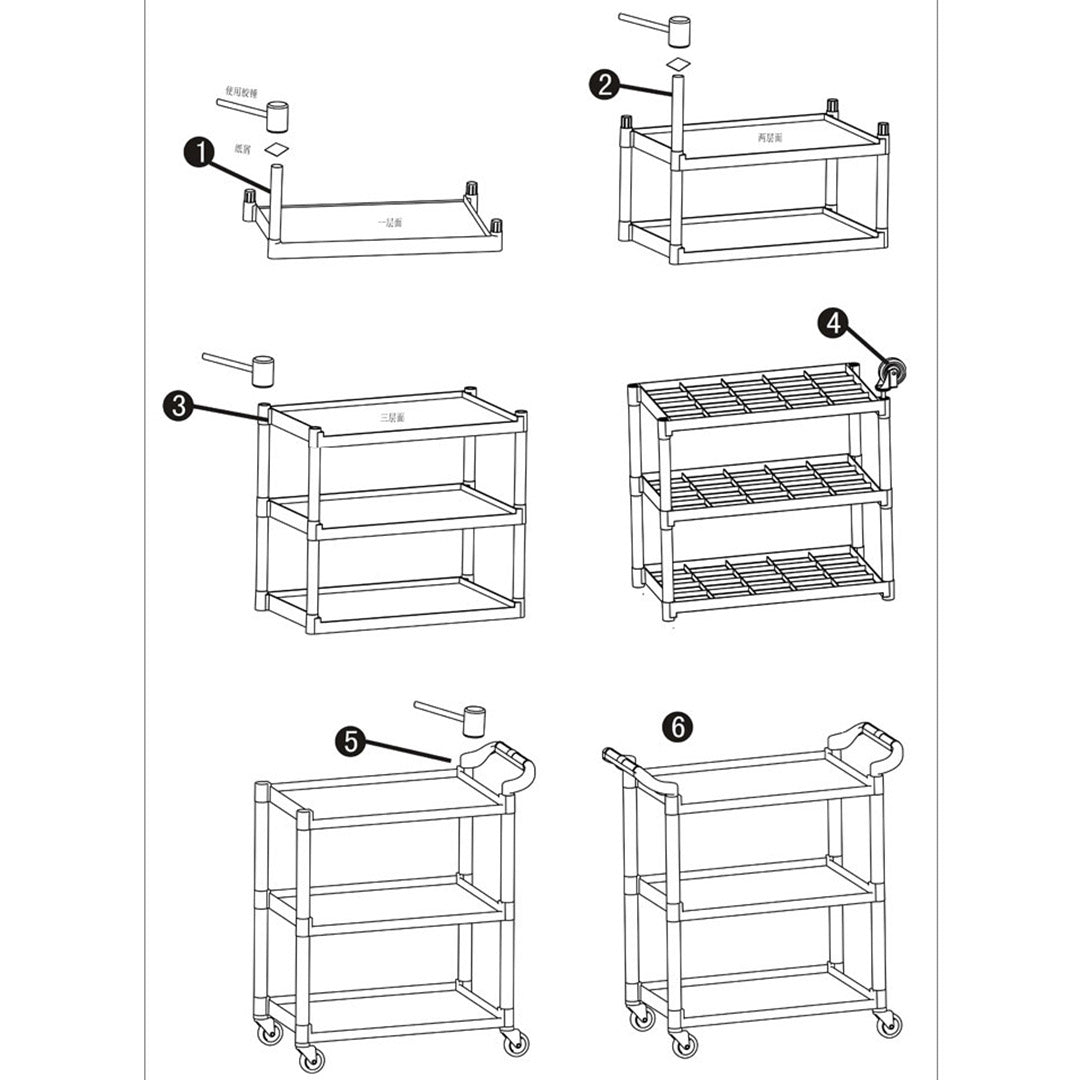 SOGA 2X 3 Tier 83.5x43x95cm Food Trolley Food Waste Cart Food Utility Mechanic Kitchen Small