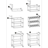 SOGA 2X 3 Tier 83.5x43x95cm Food Trolley Food Waste Cart Food Utility Mechanic Kitchen Small