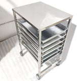 SOGA 2X Gastronorm Trolley 7 Tier Stainless Steel Bakery Trolley Suits 60cmx40cm Tray with Working Surface