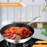 SOGA Stainless Steel Fry Pan 32cm Frying Pan Induction FryPan Non Stick Interior