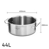 SOGA Stock Pot 44L Top Grade Thick Stainless Steel Stockpot 18/10 Without Lid