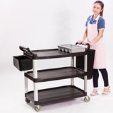 SOGA 2X 3 Tier 83x43x95cm Food Trolley Food Waste Cart w/ 2 Bins Storage Kitchen Small