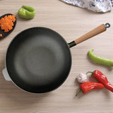 SOGA 2X 31cm Commercial Cast Iron Wok Round Bottom FryPan Home Cooking Skillet