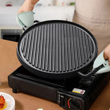 SOGA 2X 30cm Round Cast Iron Ribbed BBQ Pan Skillet Steak Sizzle Platter with Handle