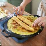 SOGA Dual Burners Cooktop Stove 30cm Cast Iron Skillet and 34cm Induction Crepe Pan Cookware