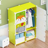 SOGA 6 Cubes Animal Design Portable Wardrobe Divide-Grid Modular Storage Organiser Foldable Closet