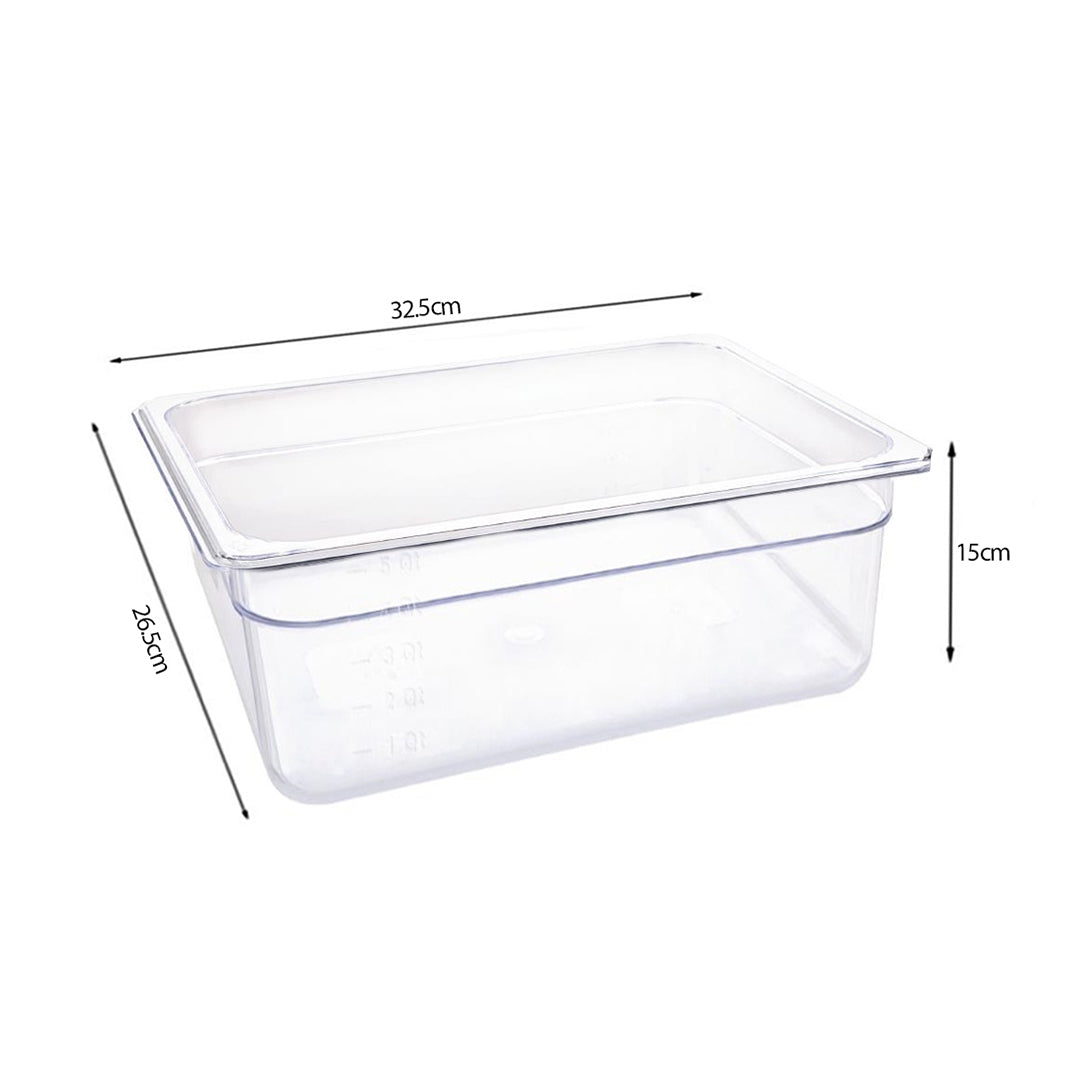 SOGA 150mm Clear Gastronorm GN Pan 1/2 Food Tray Storage with Lid