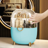 SOGA Blue Transparent Countertop Makeup Organiser Cosmetic Storage Waterproof Dustproof Bathroom Skincare Holder with Lid