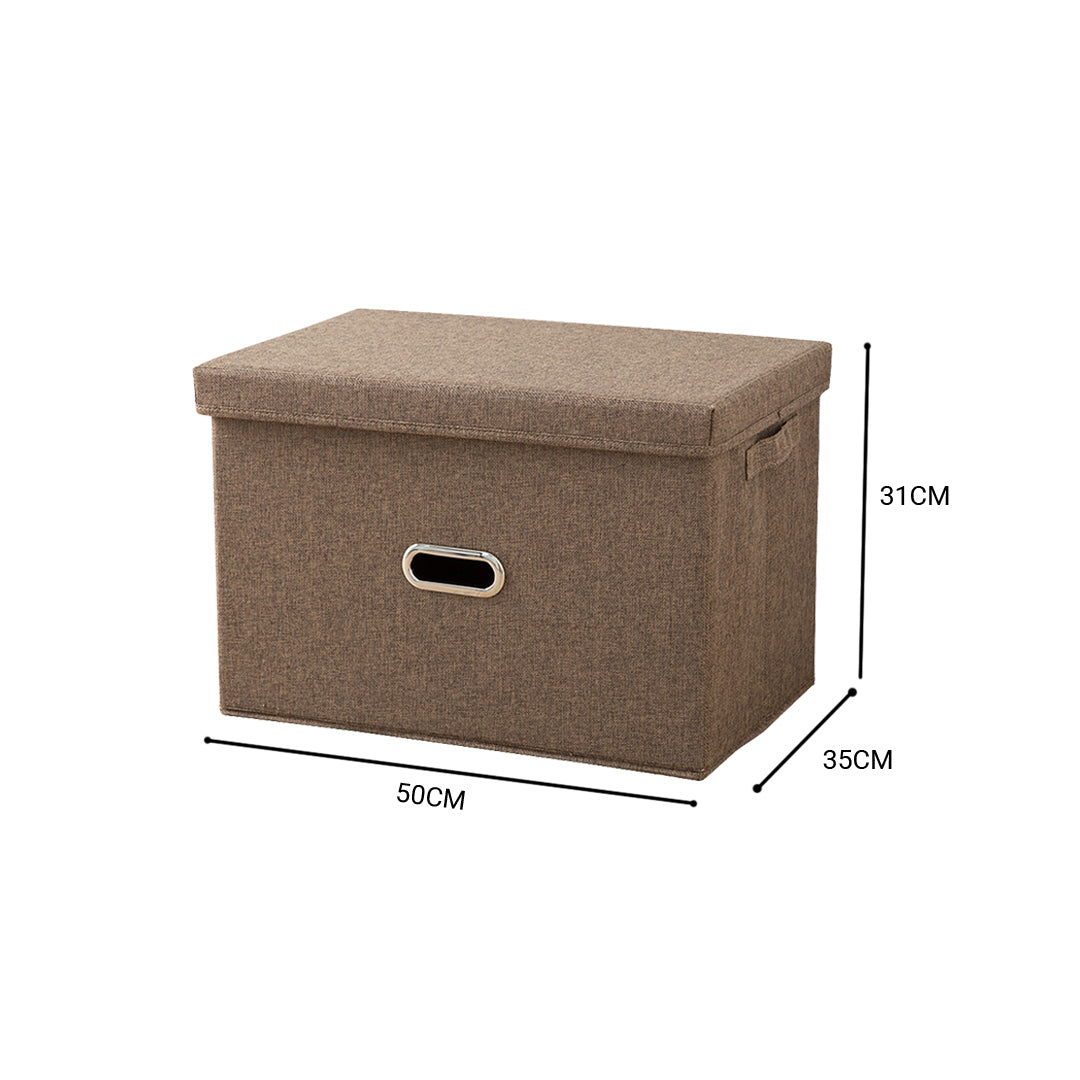 SOGA 2X Coffee Super Large Foldable Canvas Storage Box Cube Clothes Basket Organiser Home Decorative Box