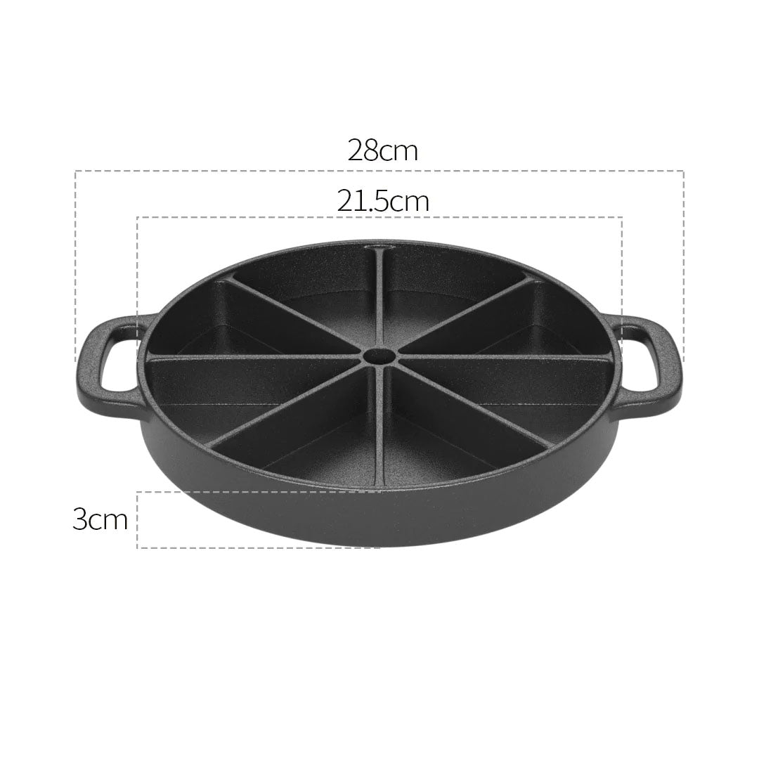 SOGA 2X 21.5CM Round Cast Iron Baking Wedge Pan Cornbread Cake 8-Slice Baking Dish with Handle