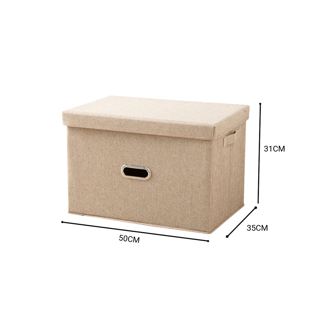 SOGA 2X Beige Super Large Foldable Canvas Storage Box Cube Clothes Basket Organiser Home Decorative Box