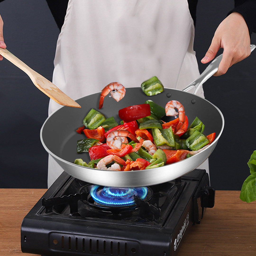 SOGA Stainless Steel Fry Pan 20cm Frying Pan Induction FryPan Non Stick Interior