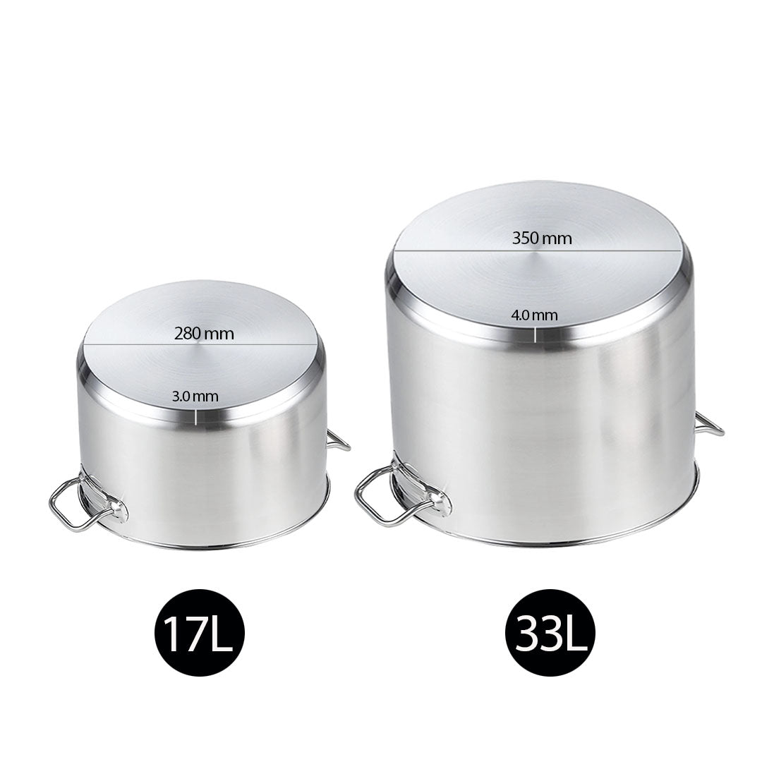 SOGA Stock Pot 17L 33L Top Grade Thick Stainless Steel Stockpot 18/10