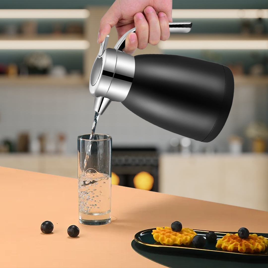 SOGA 1.8L Stainless Steel Kettle Insulated Vacuum Flask Water Coffee Jug Thermal Black