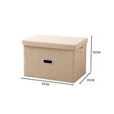 SOGA Beige Large Foldable Canvas Storage Box Cube Clothes Basket Organiser Home Decorative Box