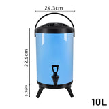 SOGA 10L Stainless Steel Insulated Milk Tea Barrel Hot and Cold Beverage Dispenser Container with Faucet Blue