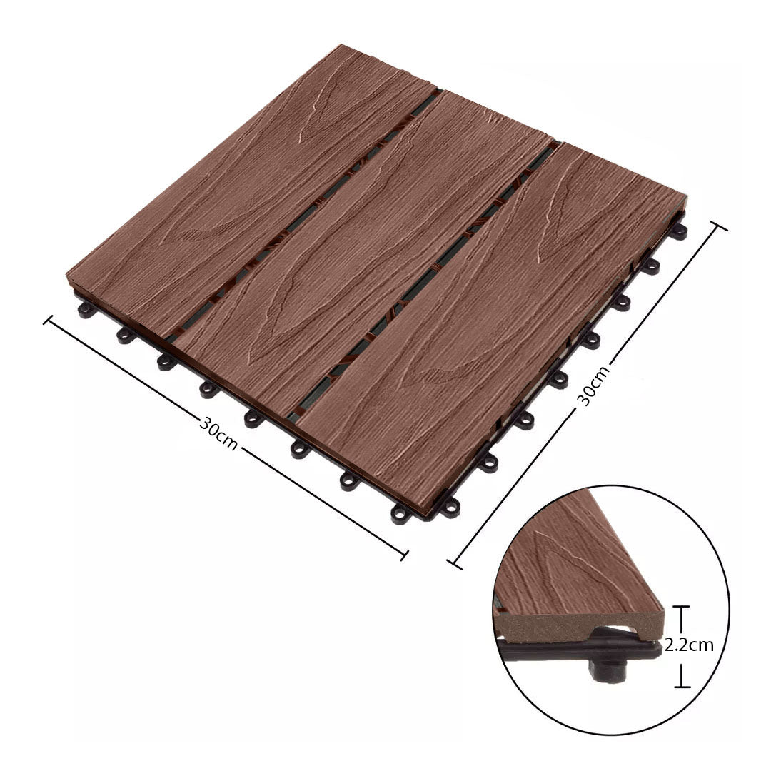 SOGA 2X 11 pcs Dark Chocolate DIY Wooden Composite Decking Tiles Garden Outdoor Backyard Flooring Home Decor