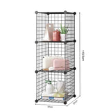 SOGA 2X Black Portable 3 Tier Cube Storage Organiser Foldable DIY Modular Grid Space Saving Shelf