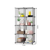 SOGA 2X Black Portable 8-Cube Storage Organiser Foldable DIY Modular Grid Space Saving Shelf