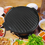 SOGA 2X 30CM Round Cast Iron Korean BBQ Grill Plate with Handles and Drip Lip