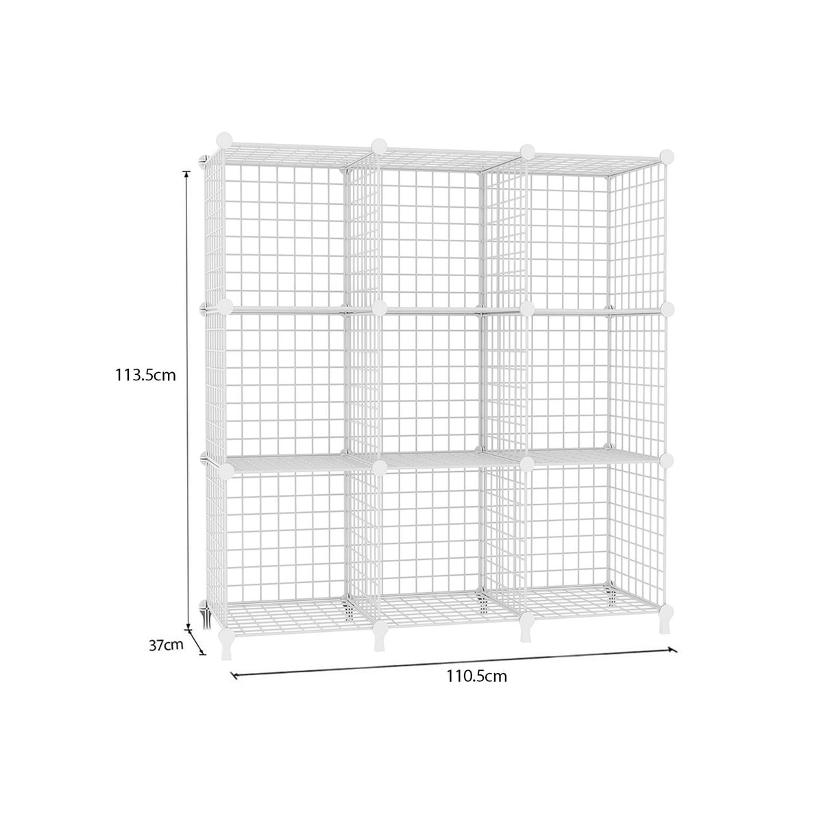 SOGA 2X White Portable 9-Cube 3 Column Storage Organiser Foldable DIY Modular Grid Space Saving Shelf