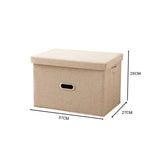 SOGA Beige Medium Foldable Canvas Storage Box Cube Clothes Basket Organiser Home Decorative Box