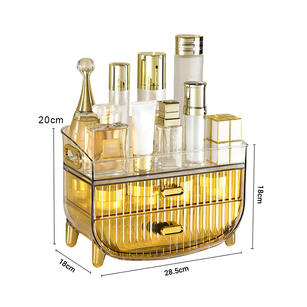 SOGA 2X 3 Tier Golden Yellow Multifunctional Countertop Cosmetic Storage Makeup Skincare Holder Jewelry Cabinet Bathroom Desk Drawer Vanity Organiser