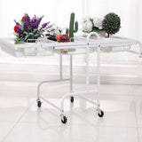 SOGA 2X 3 Tier Steel White Adjustable Kitchen Cart Multi-Functional Shelves Portable Storage Organizer with Wheels