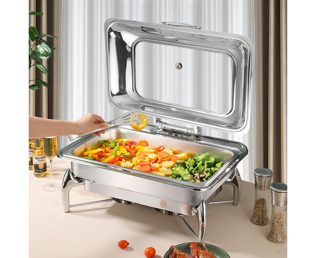 SOGA Stainless Steel Rectangular Chafing Dish Tray Buffet Cater Food Warmer Chafer with Top Lid