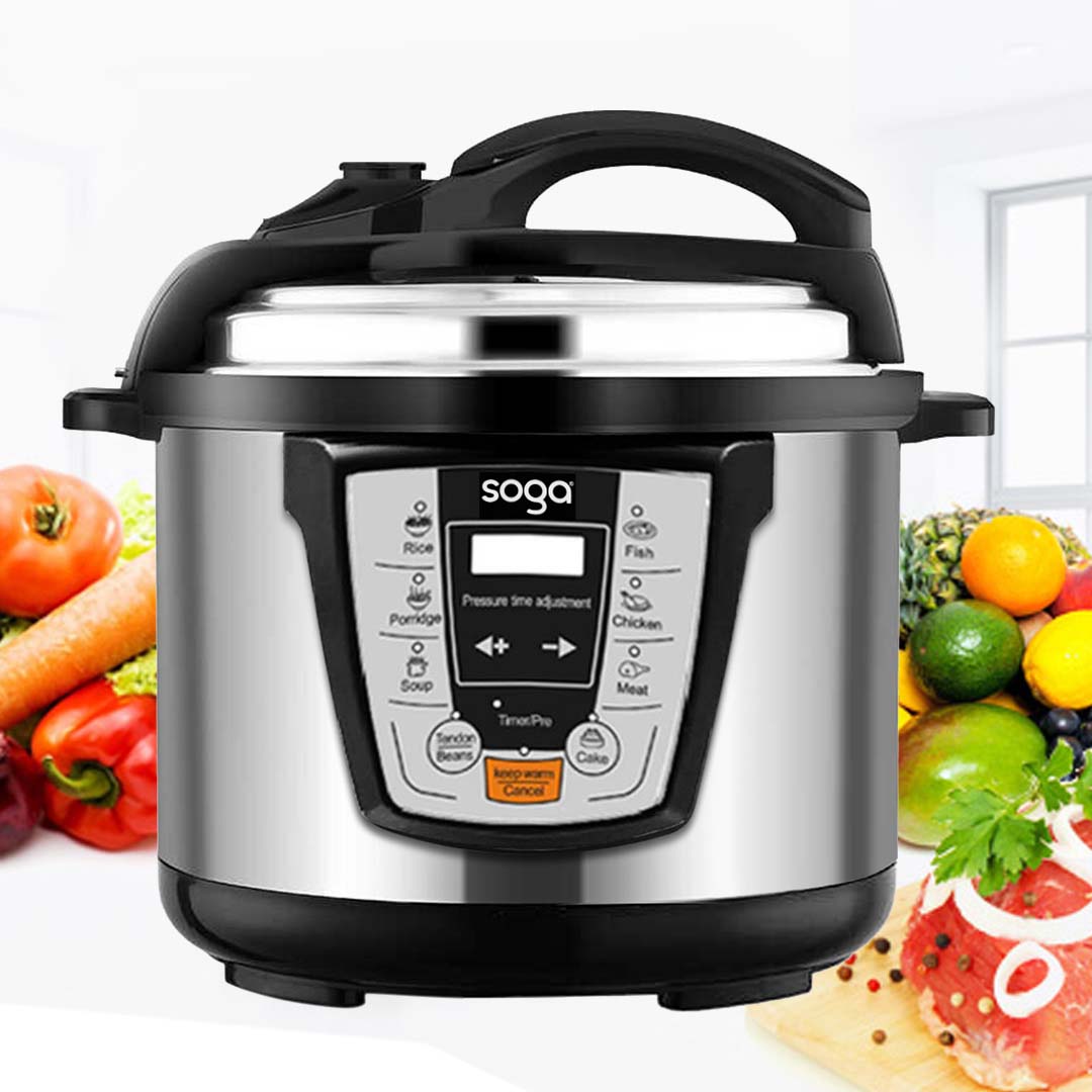 SOGA 2X Electric Stainless Steel Pressure Cooker 10L 1600W Multicooker 16