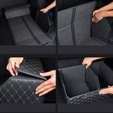 SOGA 4X Leather Car Boot Collapsible Foldable Trunk Cargo Organizer Portable Storage Box Black/Gold Stitch Small