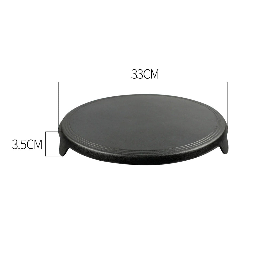 SOGA 2X 33CM Reversible Round Cast Iron Induction Crepes Pan Baking Cookie Pancake Pizza Bakeware