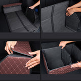 SOGA 4X Leather Car Boot Collapsible Foldable Trunk Cargo Organizer Portable Storage Box Coffee/Gold Stitch Small