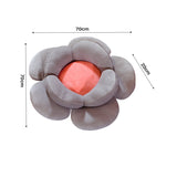 SOGA Grey Double Flower Shape Cushion Soft Bedside Floor Plush Pillow Home Decor