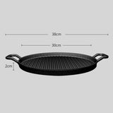 SOGA 2X 30cm Ribbed Cast Iron Frying Pan Skillet Coating Steak Sizzle Platter