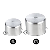 SOGA Stock Pot 9L 17L Top Grade Thick Stainless Steel Stockpot 18/10