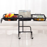 SOGA 3 Tier Steel Black Adjustable Kitchen Cart Multi-Functional Shelves Portable Storage Organizer with Wheels