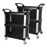 SOGA 2X 3 Tier Covered Food Trolley Food Waste Cart Storage Mechanic Kitchen Black