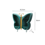 SOGA Green Butterfly Shape Wall-Mounted Makeup Organiser Dustproof Waterproof Bathroom Storage Box Home Decor