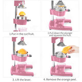 SOGA Commercial Manual Juicer Hand Press Juice Extractor Squeezer Orange Citrus Pink