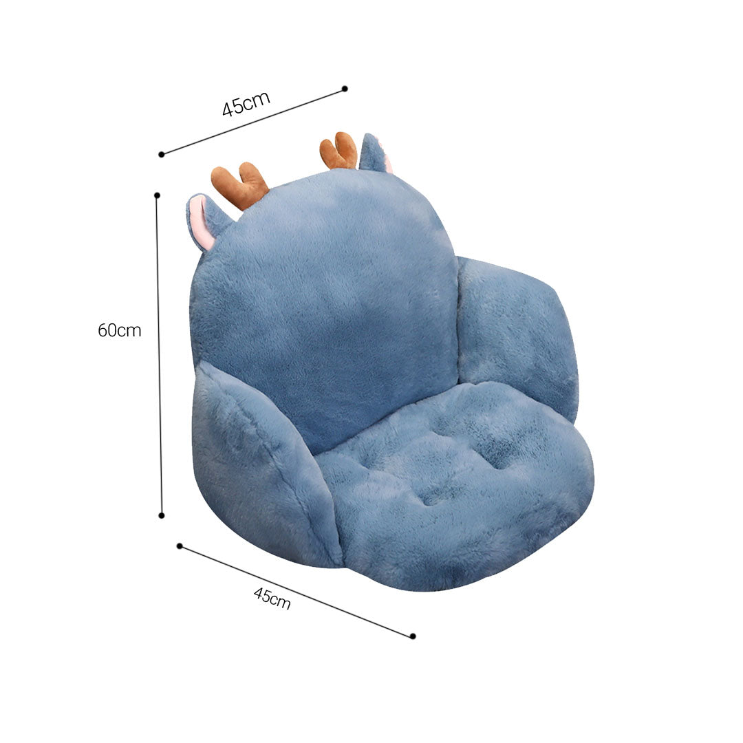 SOGA 2X Blue Deer Shape Cushion Soft Leaning Bedside Pad Sedentary Plushie Pillow Home Decor