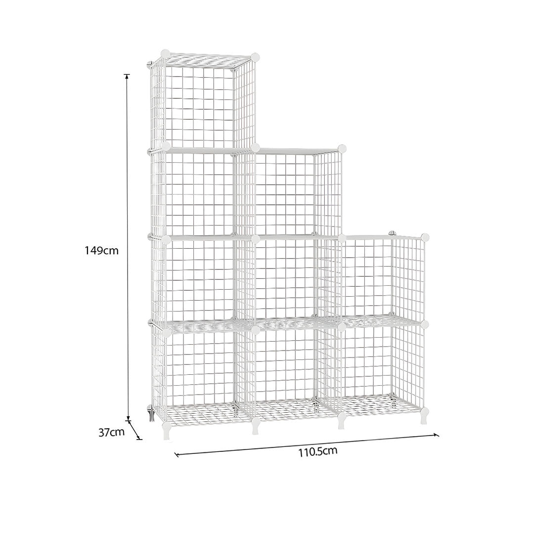 SOGA 2X White Portable 9-Cube 3 Column Storage Organiser Foldable DIY Modular Grid Space Saving Shelf 149cm