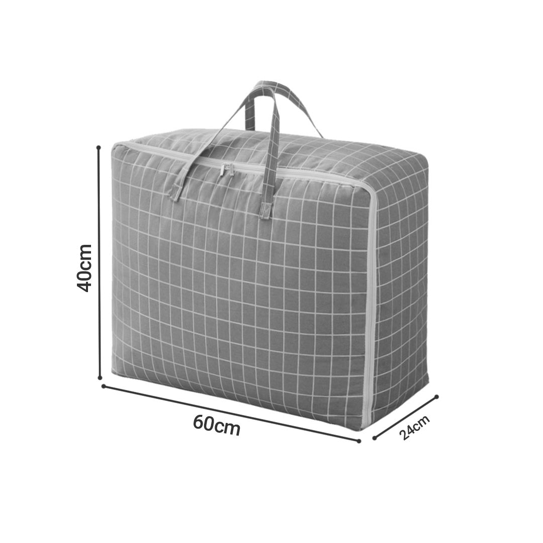 SOGA 2X Grey Plaid Large Storage Luggage Bag Double Zipper Foldable Travel Organiser Essentials