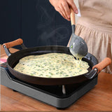 SOGA 2X 35cm Cast Iron Frying Pan Skillet Steak Sizzle Fry Platter With Wooden Handle No Lid