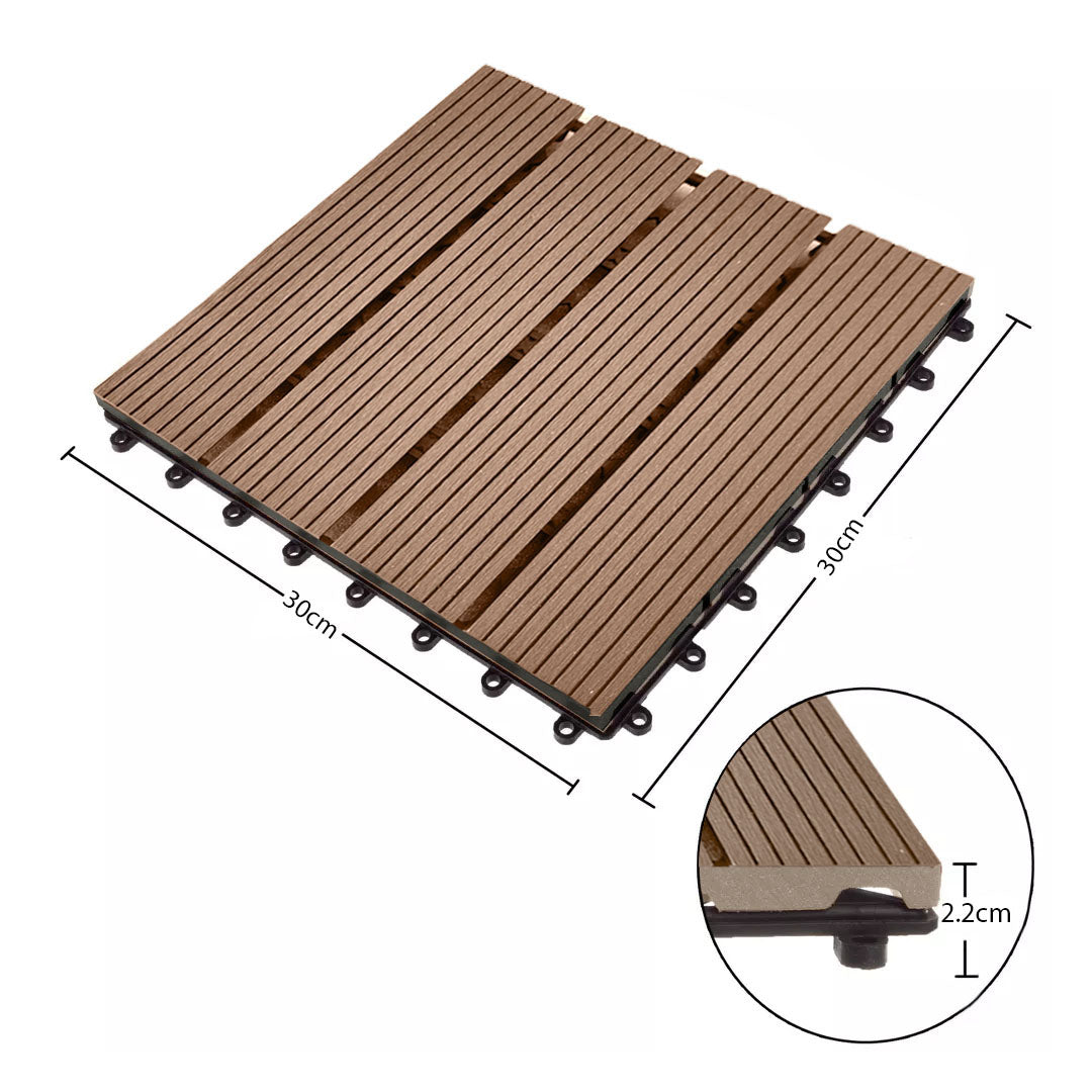 SOGA 2X 11 pcs Light Chocolate DIY Wooden Composite Decking Tiles Garden Outdoor Backyard Flooring Home Decor