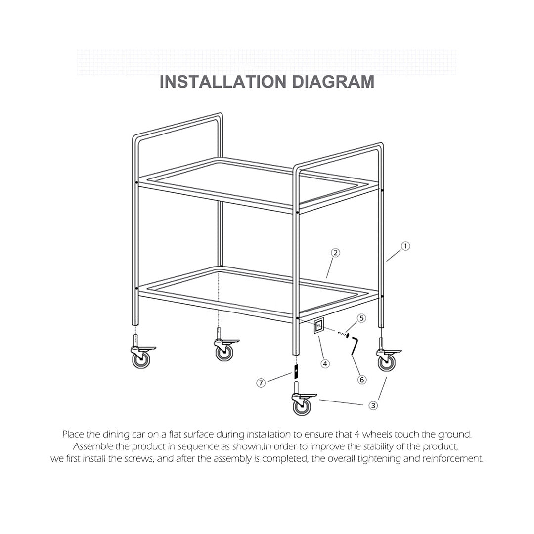 SOGA 2X 3 Tier 81x46x85cm Stainless Steel Kitchen Dinning Food Cart Trolley Utility Round Small